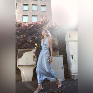 Zara SATIN EFFECT MIDI DRESS